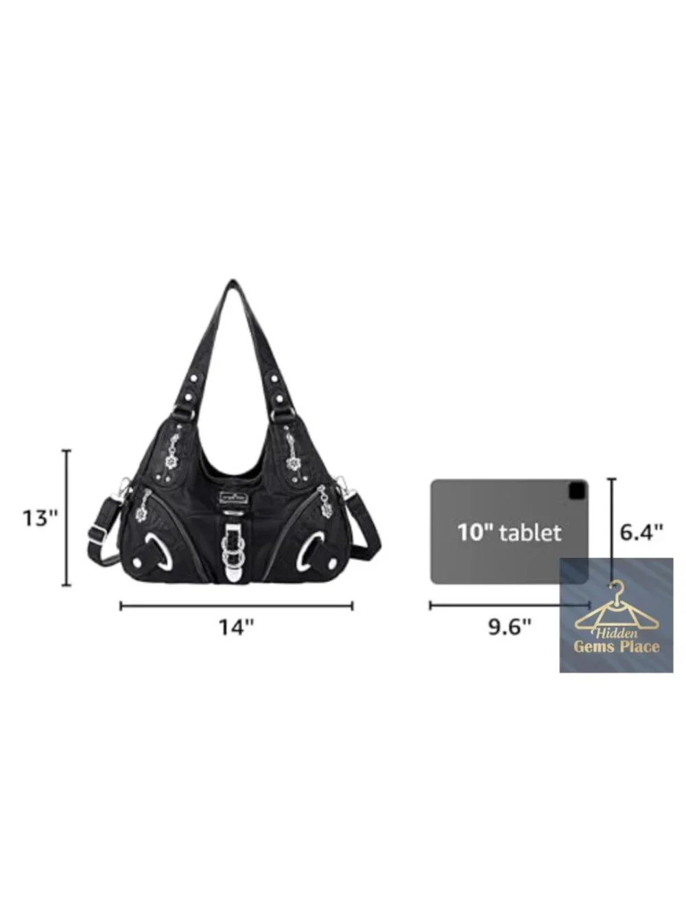 Large Hobo Shoulder Bag with Faux Leather and Multiple Pockets
